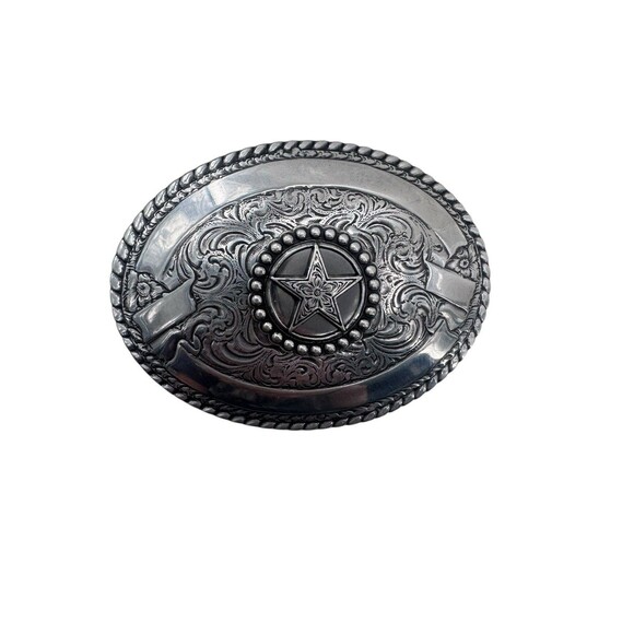 Crumrine Texas Star Floral Swirl Ornate Western Belt Buckle Fast Shipping - Picture 1 of 14